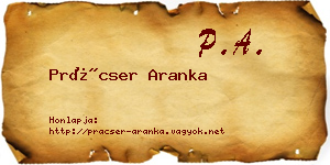 Prácser Aranka névjegykártya